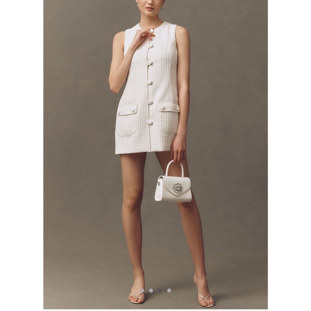 NWT Cynthia Rowley Sleeveless Button Front Shift Mini Dress White M - Picture 2 of 6